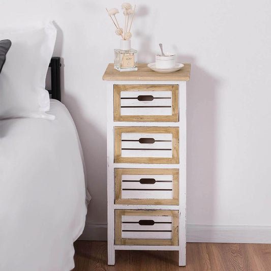 Modern Wooden Bedside Table Nightstand with 4 Drawers