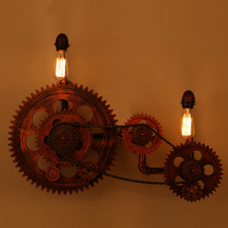 Loft Style Industrial Creative Wood Gear Vintage Wall Light