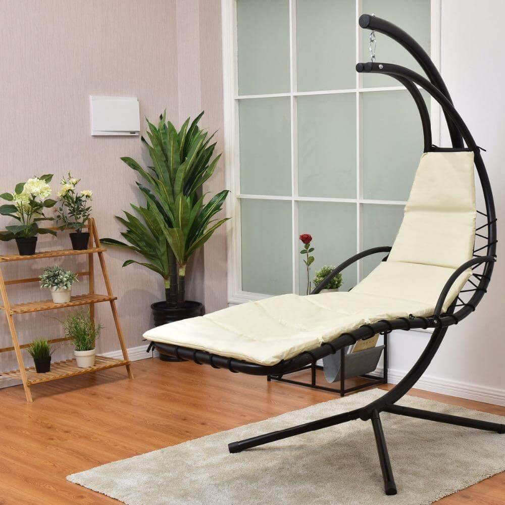 Hanging Chaise Lounger Chair Arc Stand Swing Hammock