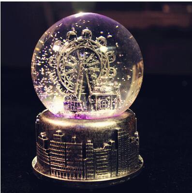 Creative LED Crystal Ball Music Box Glowing light Night Decor - UTILITY5STORE