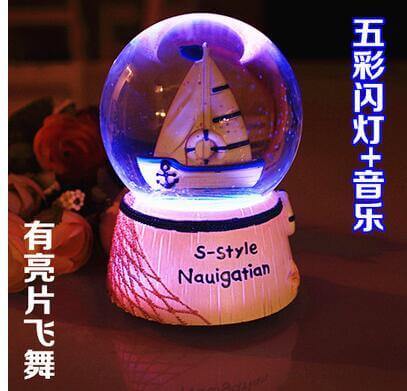 Creative LED Crystal Ball Music Box Glowing light Night Decor - UTILITY5STORE