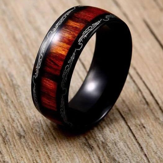 Titanium Stainless High Polished Red Woodiness Rings