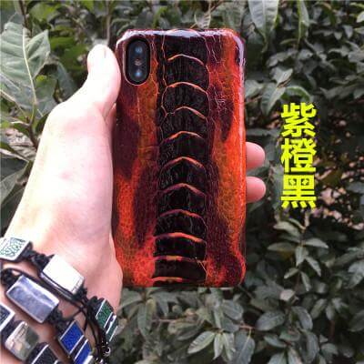 Luxury Real Genuine Natural Ostrich Legs Skin Leather Iphone X Case