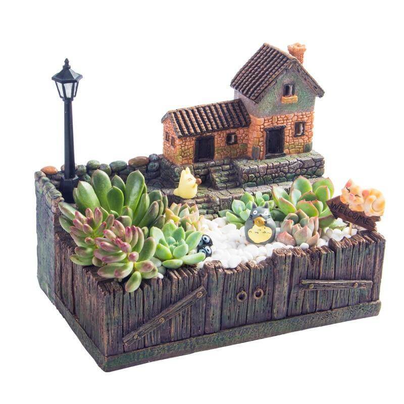 Fairy Garden Flower House Pot Lamp