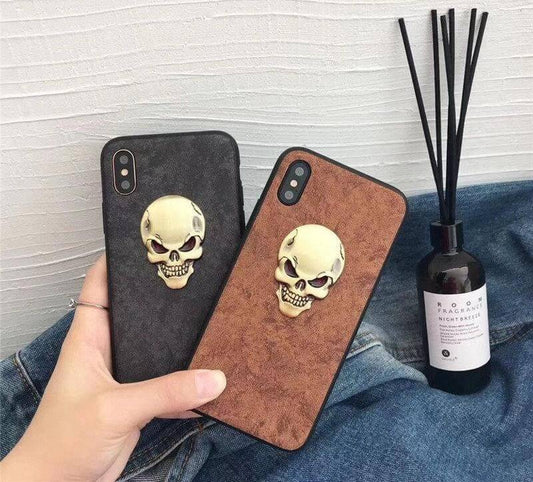 Luxury Real Leather Skull Iphone Cases