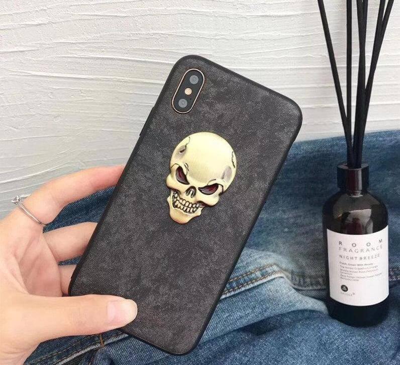 Luxury Real Leather Skull Iphone Cases