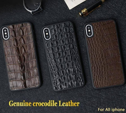 Real Handmade Crocodile Tail Back Abdomen Leather IPhone Case