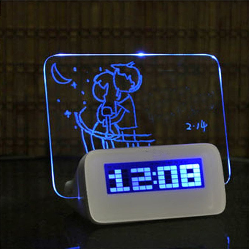 Message Board LED Digital USB Alarm Clock