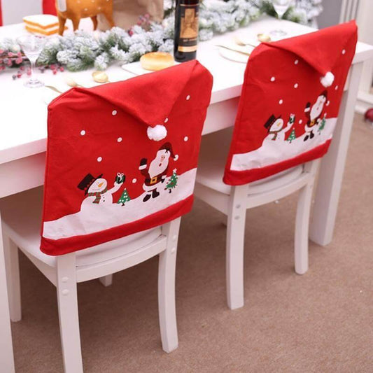 Santa Claus Christmas Chairs Cover Cap