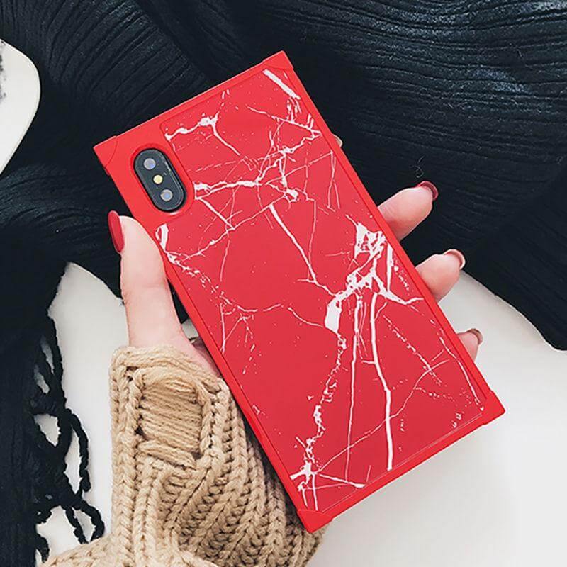 Marble Texture Square Shape Cute Iphone Cases