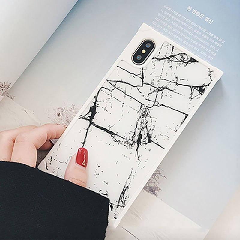 Marble Texture Square Shape Cute Iphone Cases