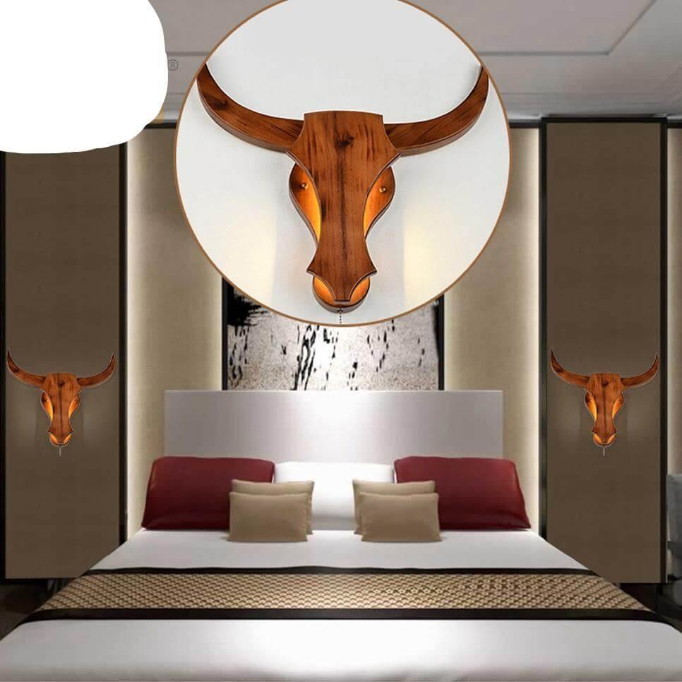 Iron Wooden Bull Led Light