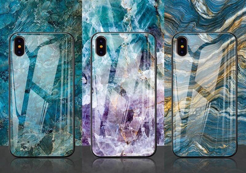 Luxury Marble Glass Agate Soft Edge Iphone Cases