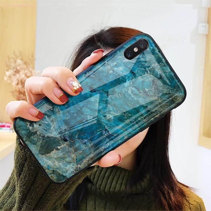 Luxury Marble Glass Agate Soft Edge Iphone Cases