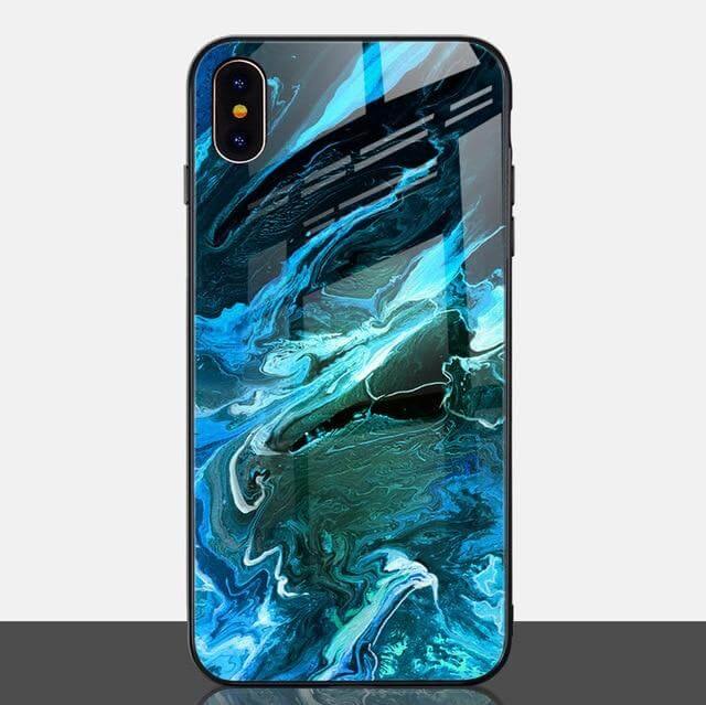 Luxury Marble Glass Agate Soft Edge Iphone Cases