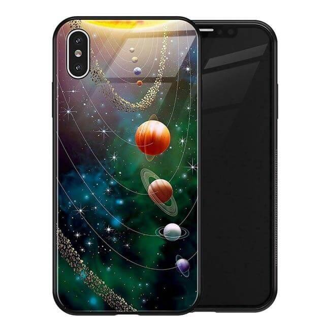 Luxury Space Silicone Glass Anti Slip Iphone Cases