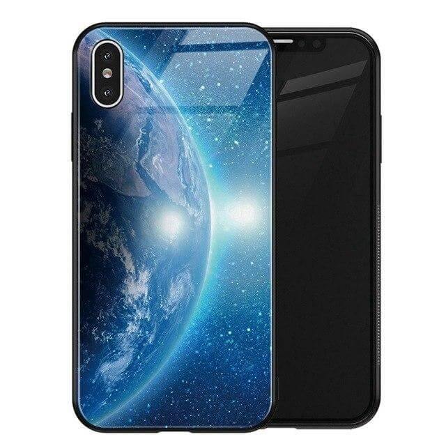 Luxury Space Silicone Glass Anti Slip Iphone Cases