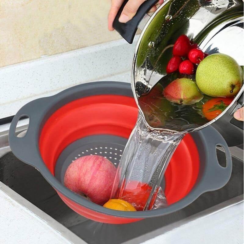Foldable Silicone Colander Fruit Vegetable Washing Basket