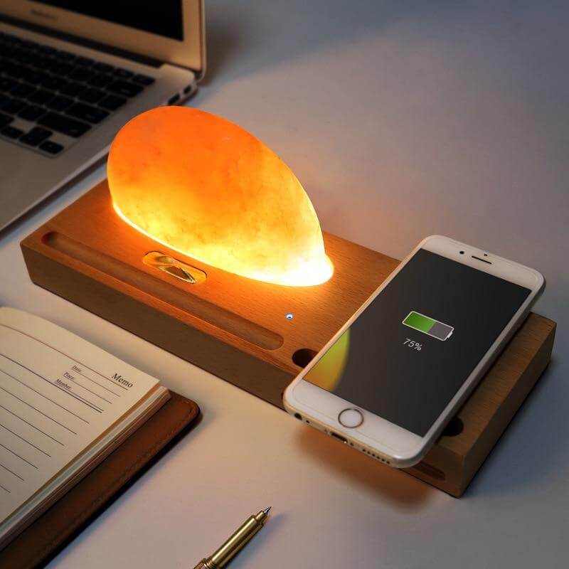 Sunrise Scene Himalayan Salt Led Lamp with Wireless Charger