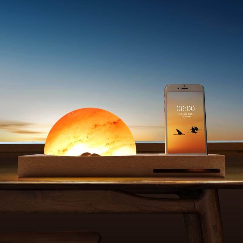 Sunrise Scene Himalayan Salt Led Lamp with Wireless Charger