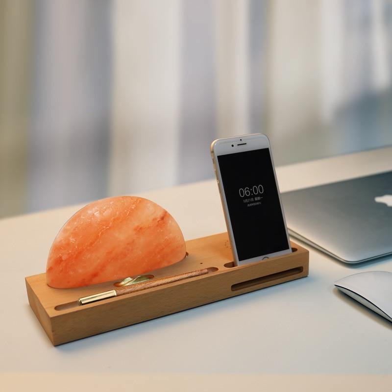 Sunrise Scene Himalayan Salt Led Lamp with Wireless Charger