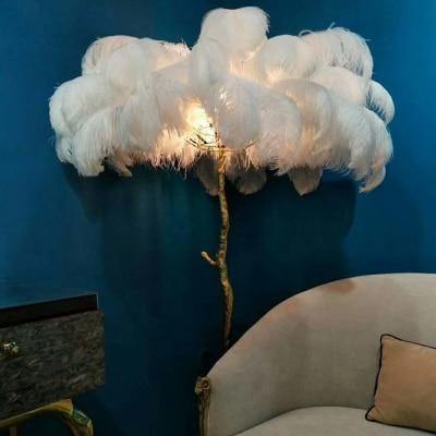 Icelandic Ostrich Feather Tree Lamp