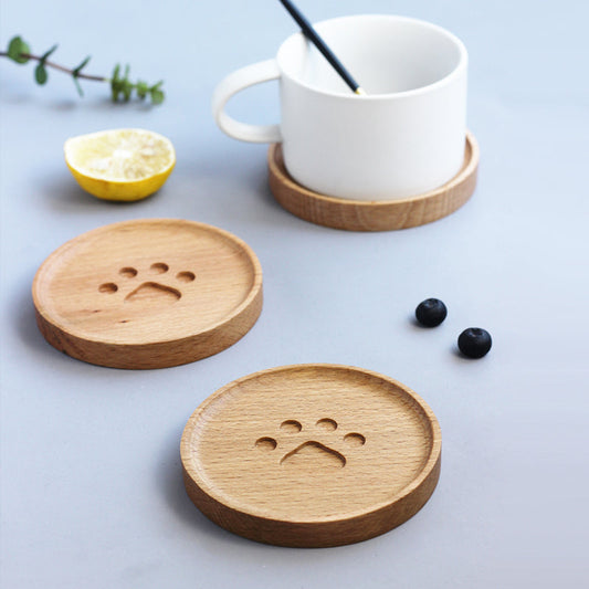 Cute Cat Paw Wooden Coaster