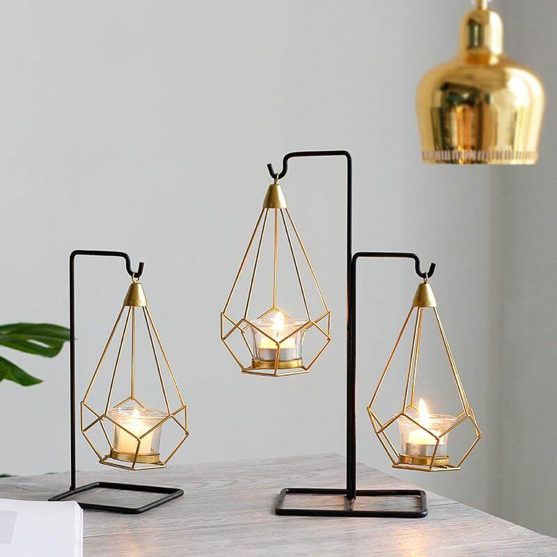 Nordic Gold Geometric Metal Candle Holder