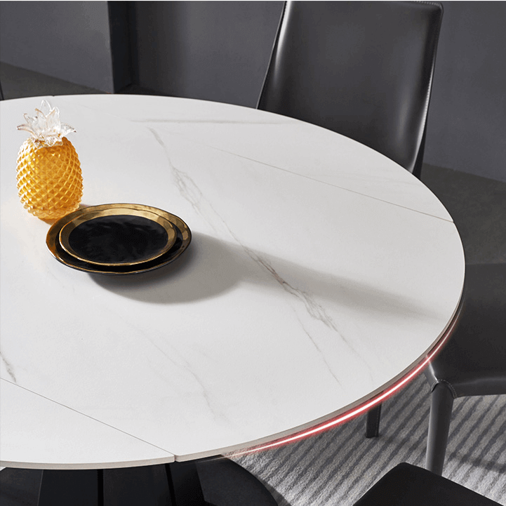Luxury Extendable Oval Marble Rock Plate Modern Table