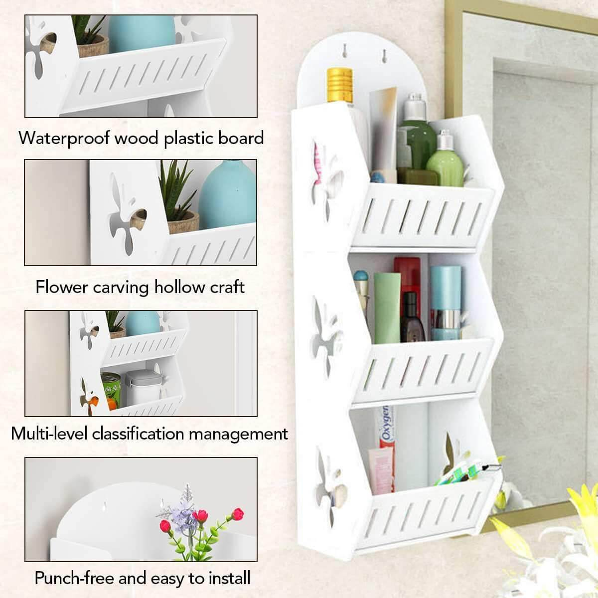 Wall Mounted No-Drill Shelf Storage Organizer