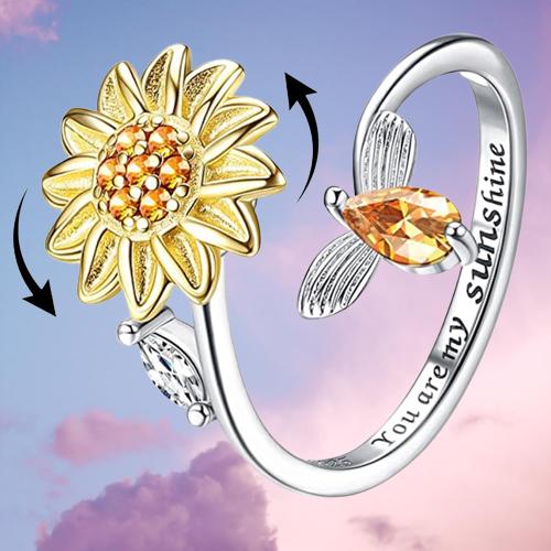 Elegant Sunflower Sunshine Rotating Ring