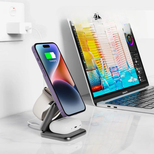 3in1 Foldable Magnetic Smart Wireless Charger Stand - UTILITY5STORE