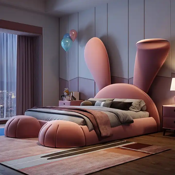 Fancy Pink Rabbit Modern Bed