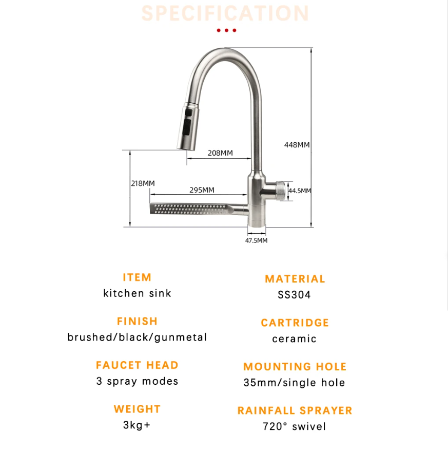 Next Level Rainfall Pull Out Waterfall Kitchen Faucet
